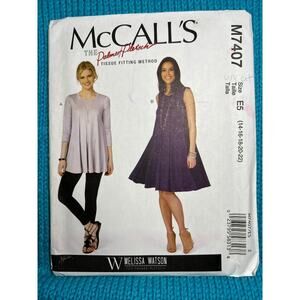 McCalls 7407 Sewing pattern top dress A line size 15 16 18 20 22